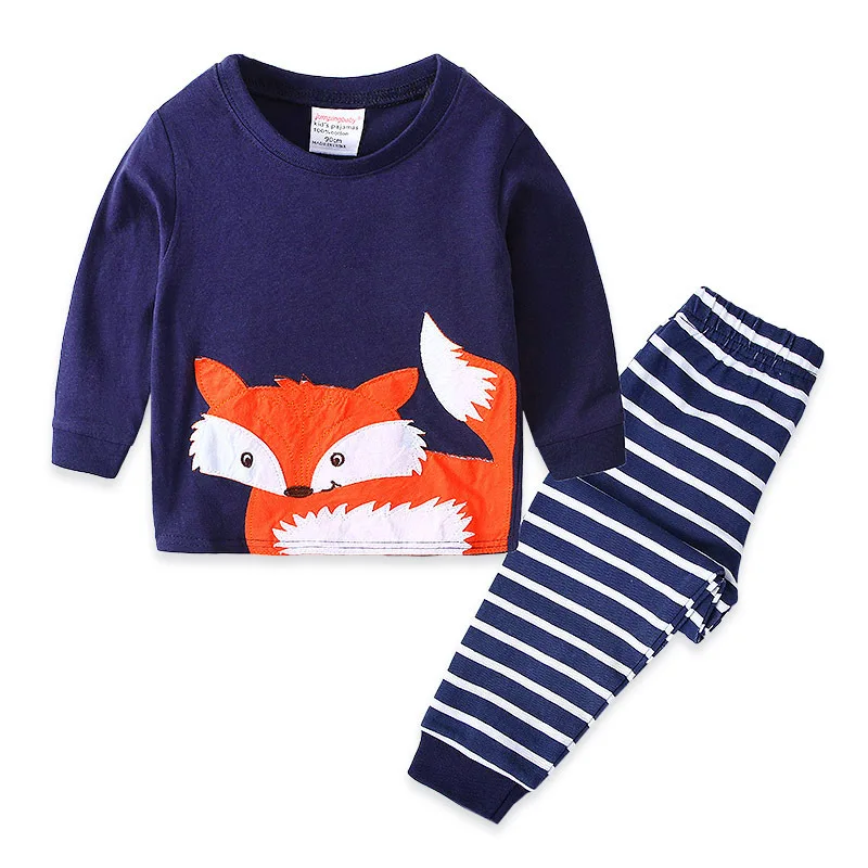 

Pijama Baby Boys Pijamas New Cotton Children Clothing Long Sleeve Home Clothes Pajamas Fox Cartoon 2-7y