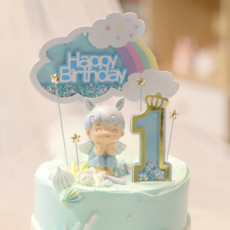 

0-9 Number Cake Toppers Happy Birthday Cake Topper For Kids Birthday Party Baby Shower Decoration Cupcake Flag Supplies