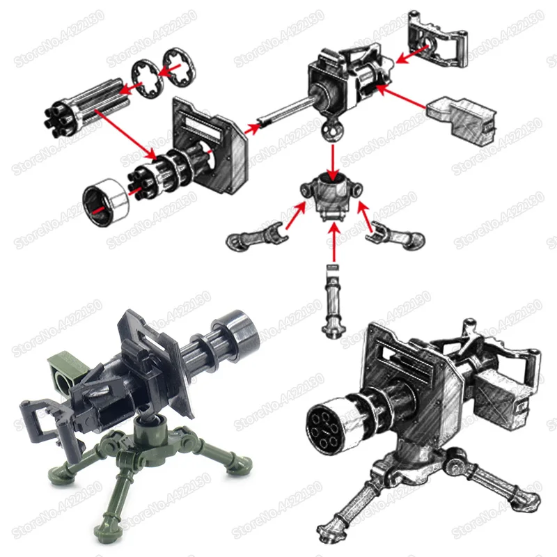 Военная Униформа WW2 поле боя огневой мощи Гатлин Солдат Цифры оборудование