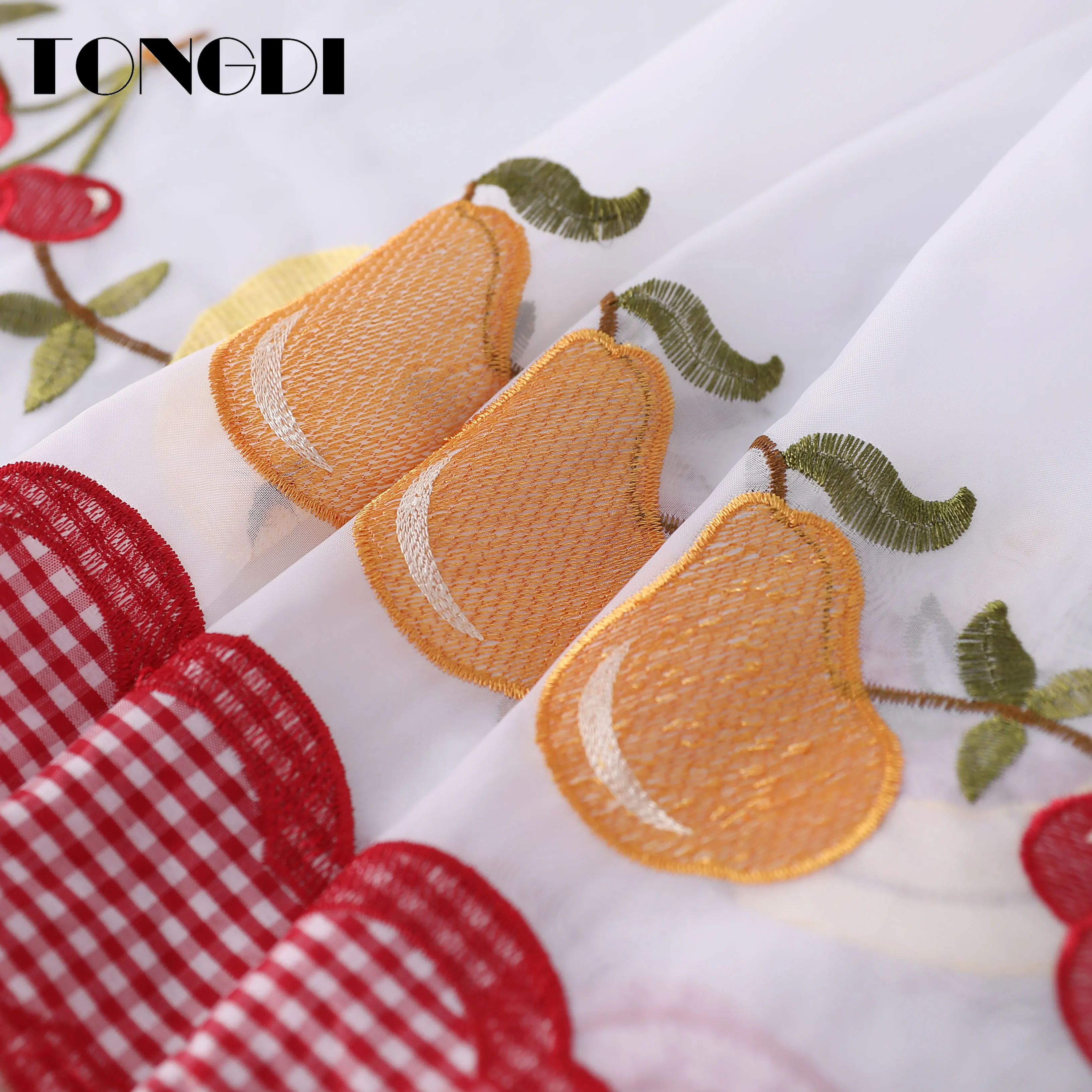 TONGDI кухонные шторы пасторальное фруктовое кафе красивая вышивка тюль декор для