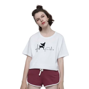 Футболка женская хлопковая с коротким рукавом, с изображением собак чихуахуа