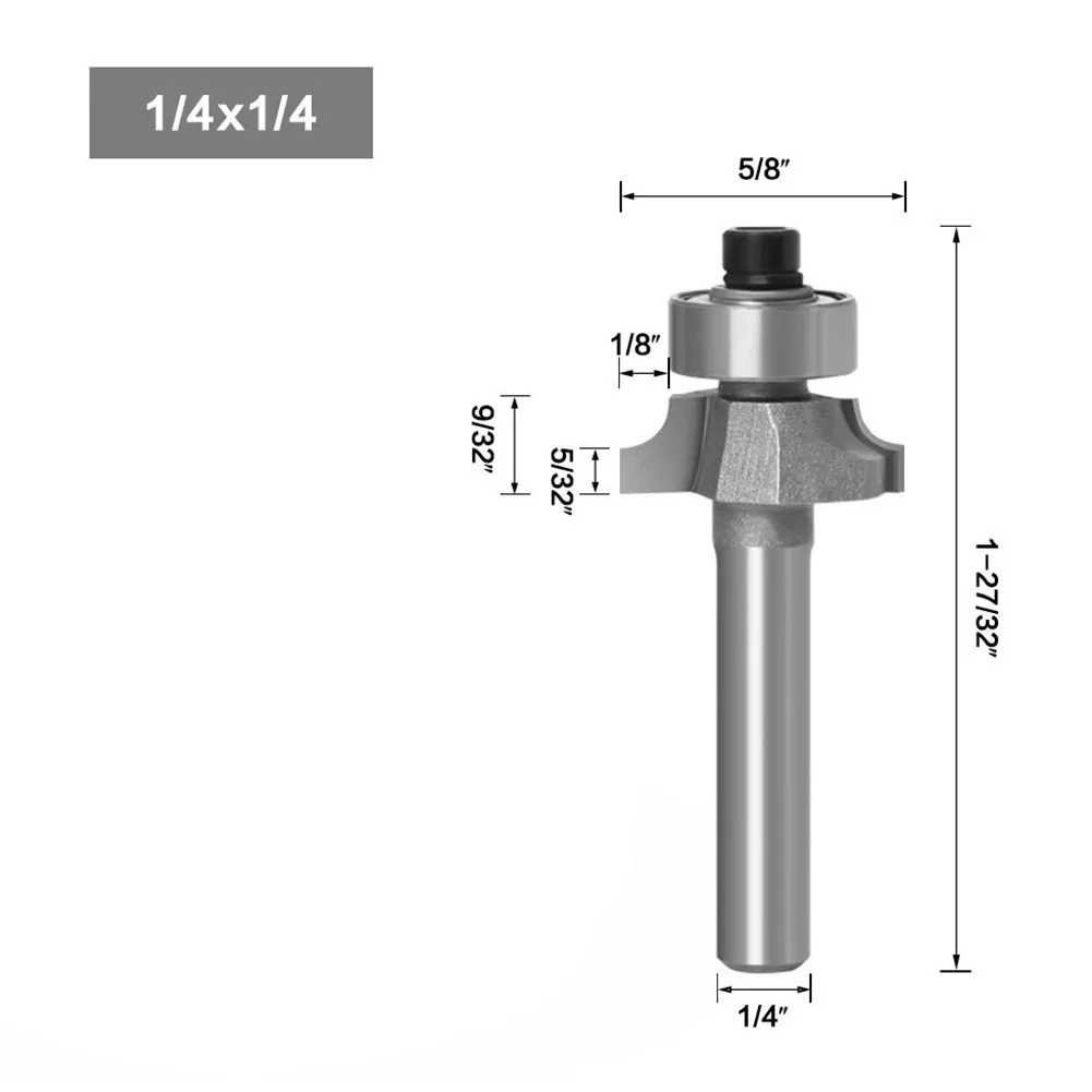 

Corner Round Over Edging Router Bit Bearing Milling Cutter 1/4" Shank 2 Flute Woodworking Milling Cutter