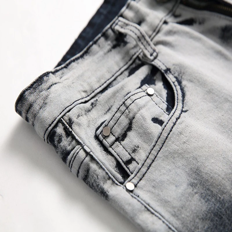 2020 New Fashion Mens Casual Jeans Pants Slim Straight Stretch Pacthwork Denim Trousers Brand Washed Hombre Plus Size 42 | Мужская