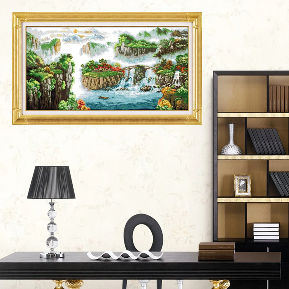 Картина с пейзажем Joy Sunday Набор для вышивки крестиком сделай сам китайская ткань