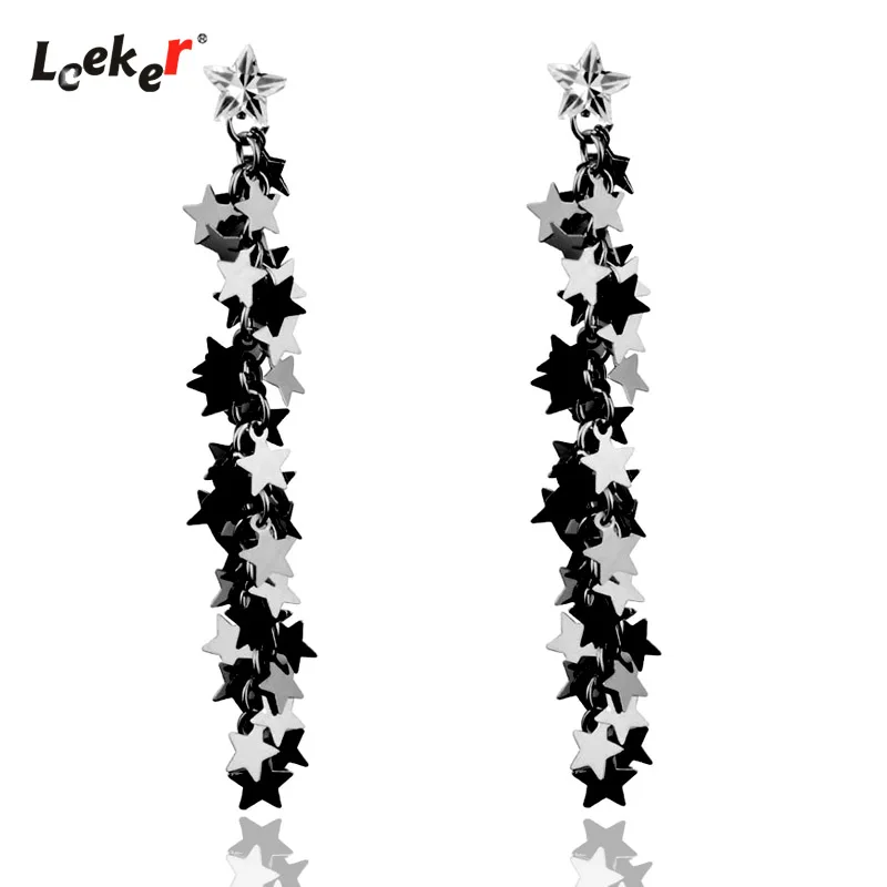 LEEKER винтажные увеличенные длинные серьги кисточки в форме звезды для женщин