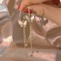 long earrings for women cute bow tassel earrings crystal butterfly earrings female temperament butterfly wedding jewelry gift