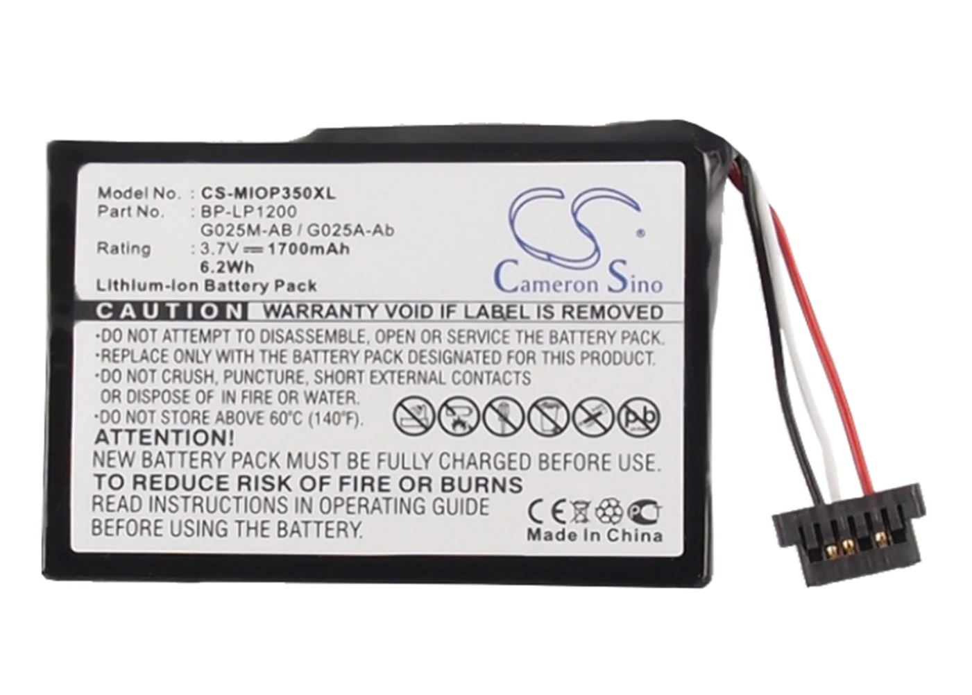 Аккумулятор Cameron Sino 1700 мА для Medion MD95157 MD95243 MD95300 MD96220 Mobile GPS MD96449 MDPNA 150 470 P4210