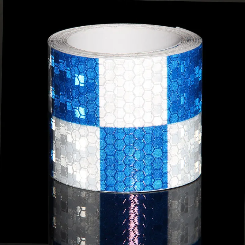

Blue White Checkered Warning Tape Strip Sticker Warning Light Reflector Protective Sticker Reflective Film Car Safety Mark Decal