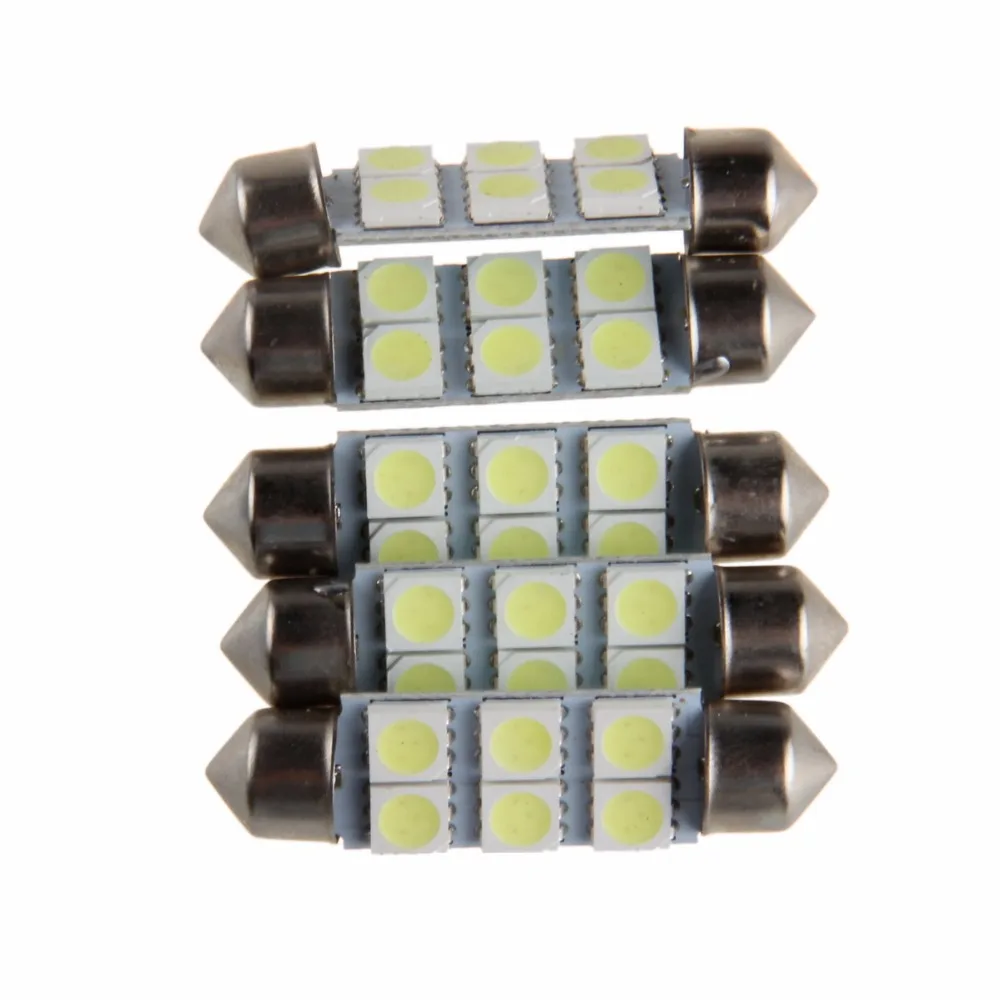 5 шт. 41 мм 6 SMD 5050 автомобильный Стайлинг Белый светодиодный купол с фестонами