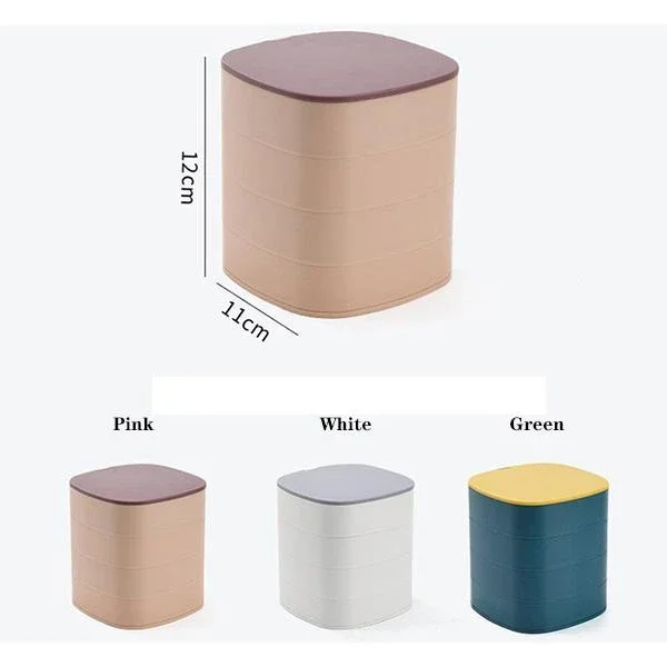 

Rotating Jewelry Box With Mirror Creative 4-Layer Jewellery Organizer Jewelry Shelf Table Accessories