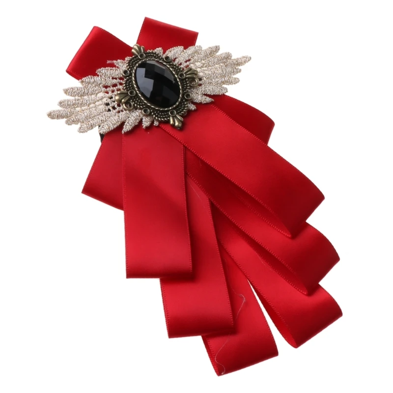 

Fashion Men Women Ribbon Bow Tie Formal Party Necktie Rhinestone Crystal Brooch Pin Luxury Wedding Adjustable Bowties