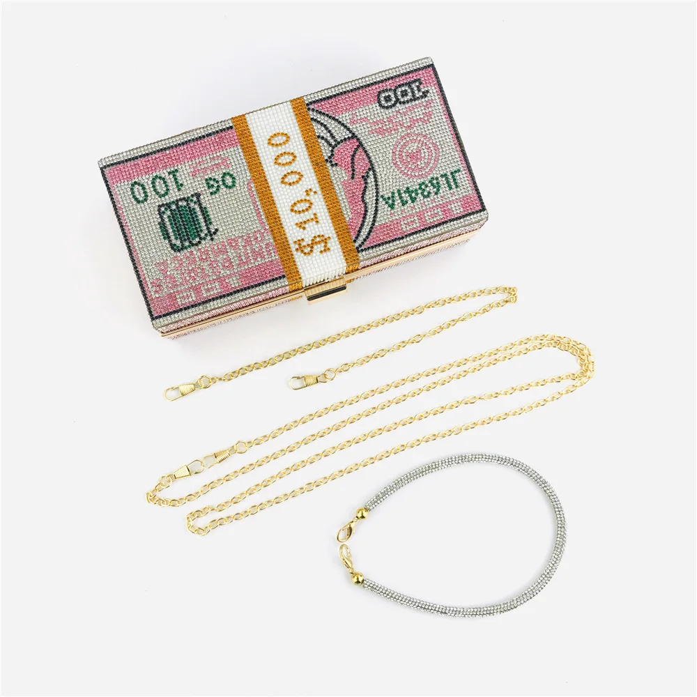 

Luxury Cash Designer Diamond Evening Bags Crystal Women's Wedding Clutch Bags Party Purses and Handbags Chain Box Money Bag sac