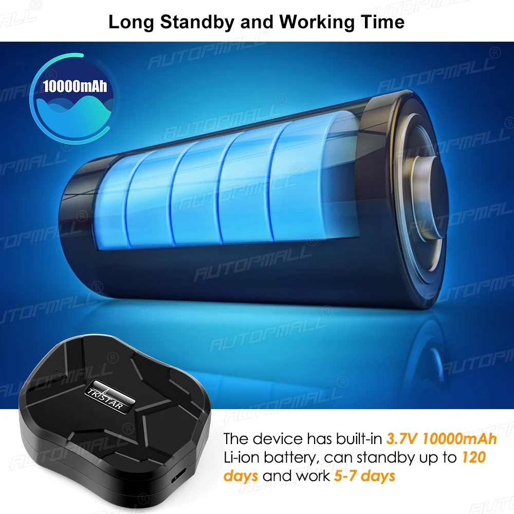 $89.99 AUTOPMALL Car GPS Tracker 4G TKSTAR TK905 B 10000mAh Magnetico 4G GPS Tracker Car Waterproof Shake Alarm Free APP