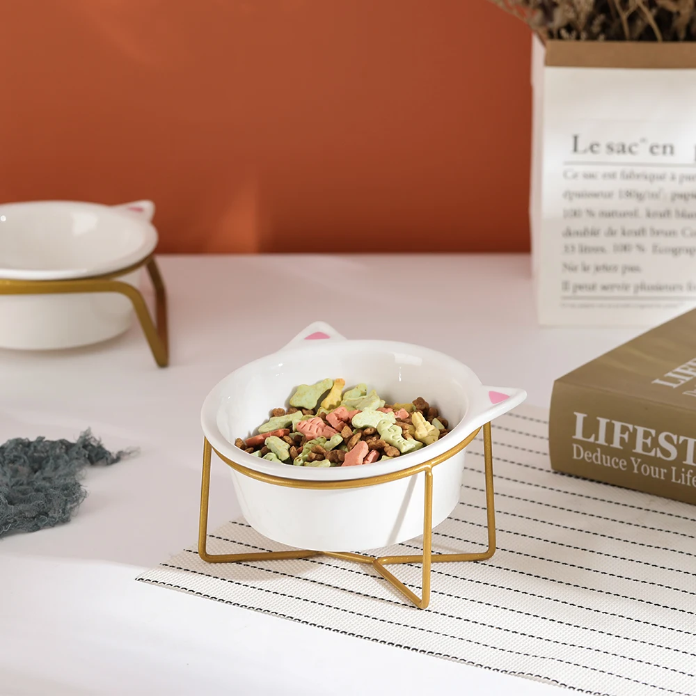 Керамика наклоне повышенной миска для кошек и собак поднятый кошка Еда воды Чаша