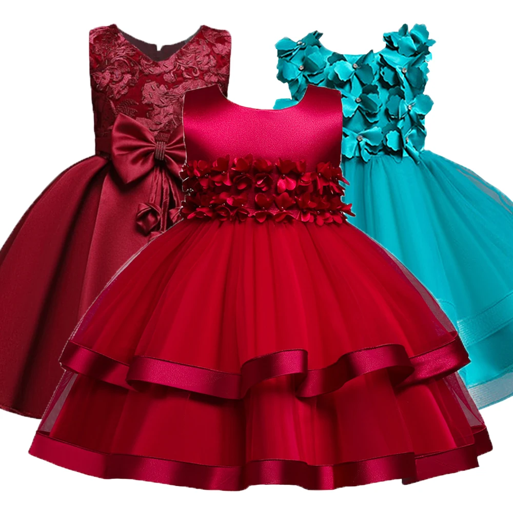 Новый Детский костюм 2021 рождественское кружевное платье с бантом и вышивкой для