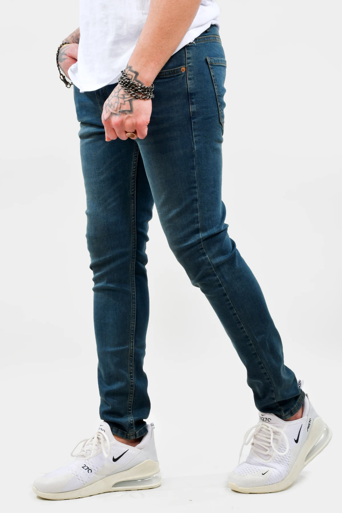 DeepSEA Male Yıpratmalı Jeans Pants Slim Fit Cotton Denim Lycra High Quality Mid Waist Tight Bell-Bottomed Casual Four Seasons 2012023
