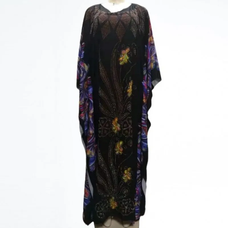 

Muslim Fashion Maxi Dresses Women 3/4 Sleeve Loose Boubou Kaftan Dress 2021 New Stick Colors Diamond Arab Dubai Islamic Vestidos