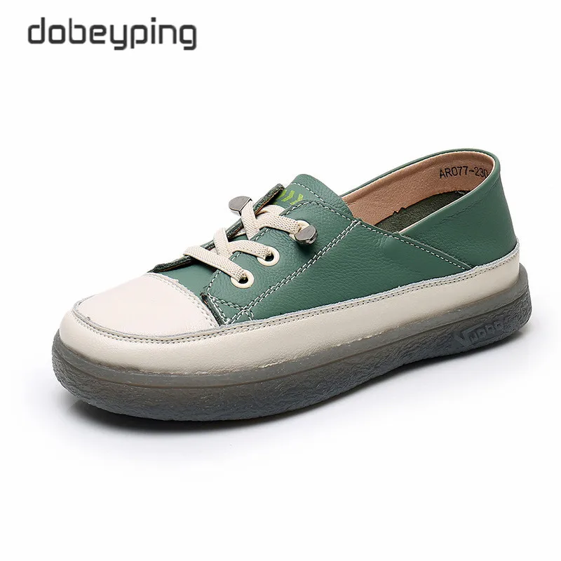 Spring Autumn Sport Shoes Women Natural Genuine Leather Flat Woman Casual Shoe Female Lace Up Ballet Flats Soft Ladies Sneakers