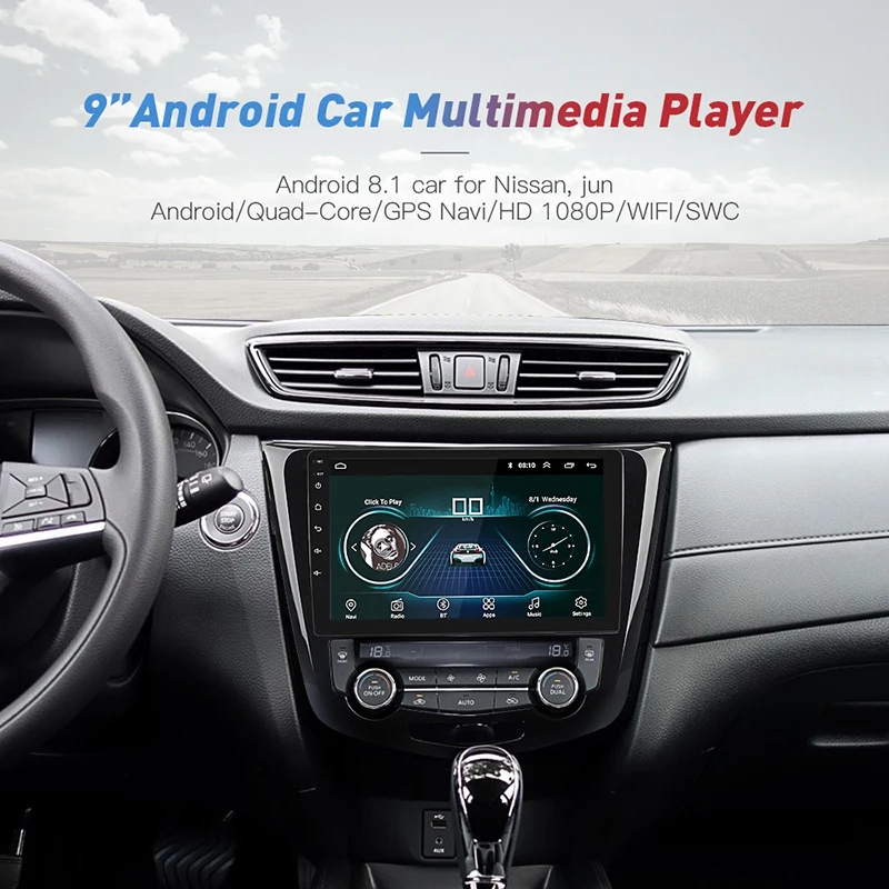 Новый 9 дюймов Android 8 1 GPS навигация Авторадио Мультимедиа DVD плеер Bluetooth WIFI MirrorLink OBD2