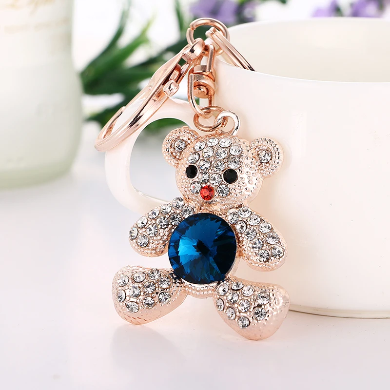 

2020 Tinykenro Fashion New Cute and Beautiful Rhinestone Jubilant Crystal Panda Teddy Bear Metal Wallet Bag Keychain