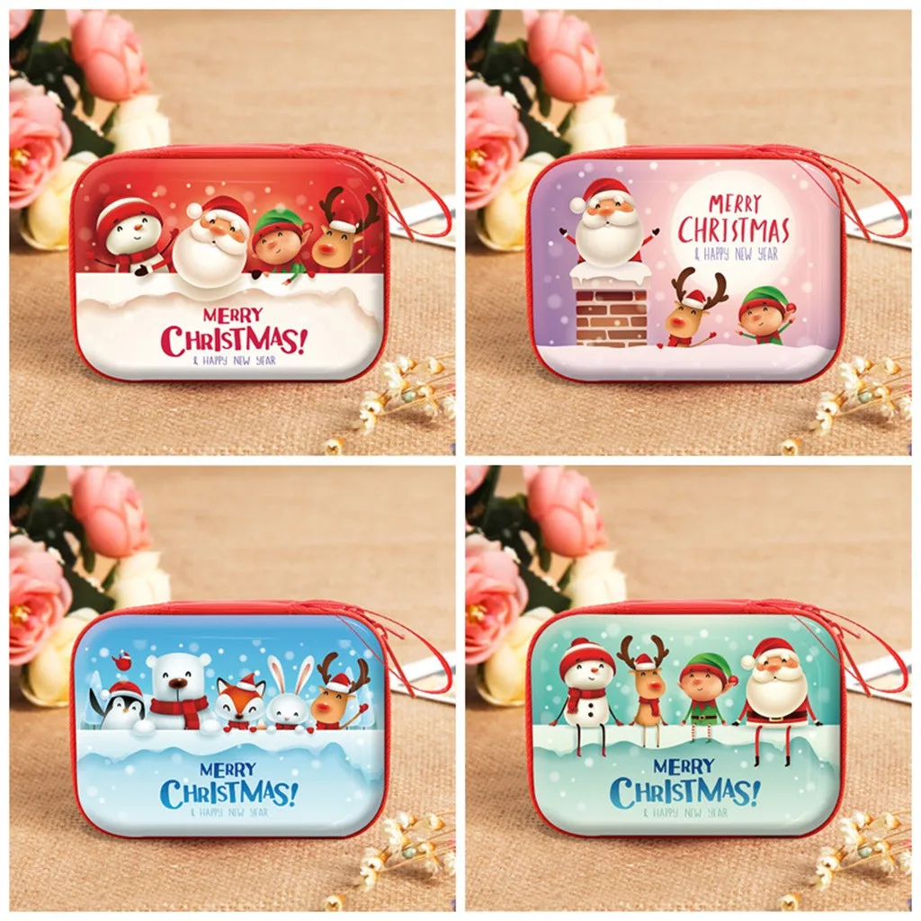 Портативная сумка для наушников Рождественский мини-чехол на молнии хранения