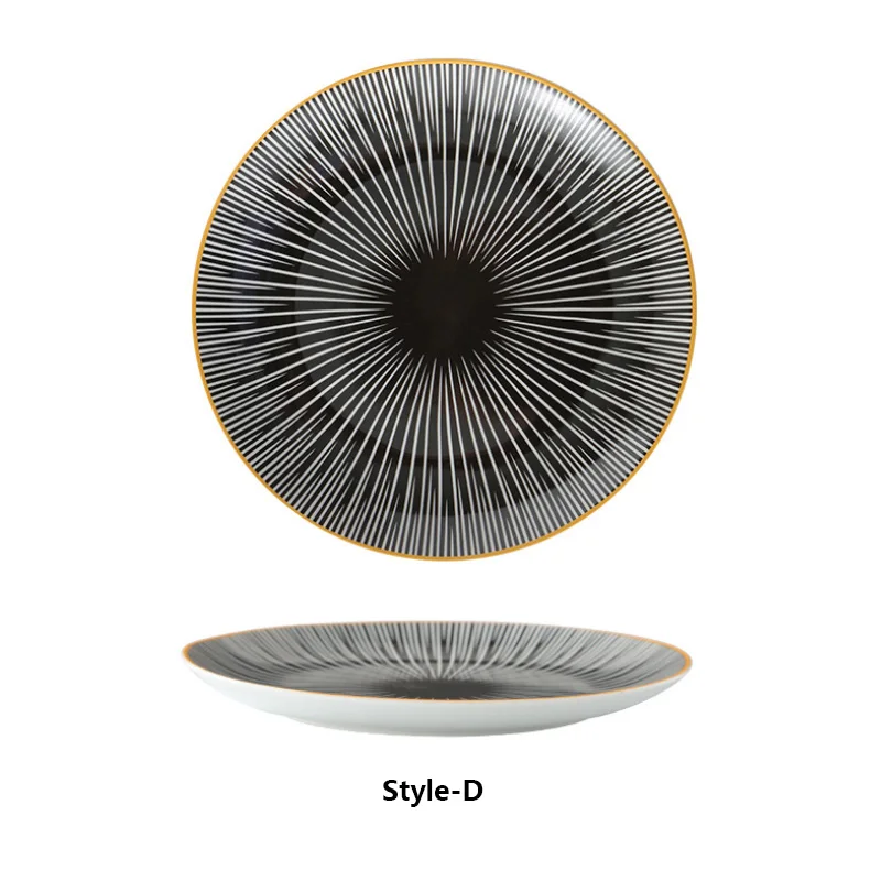 Style D 6/8/10 дюймов посуда Phnom penh в виде геометрических фигур посуда керамика ужин тарелки фарфоровые десертная тарелка посуда тарелка для торта - Цвет: Style D