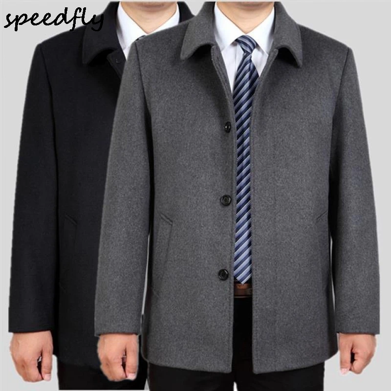 

2021 High Quality Men Wool Coat Autumn Winter Overcoat Wool Woolen Jacket Male Pea Coat Men Winter Long Coat Homme