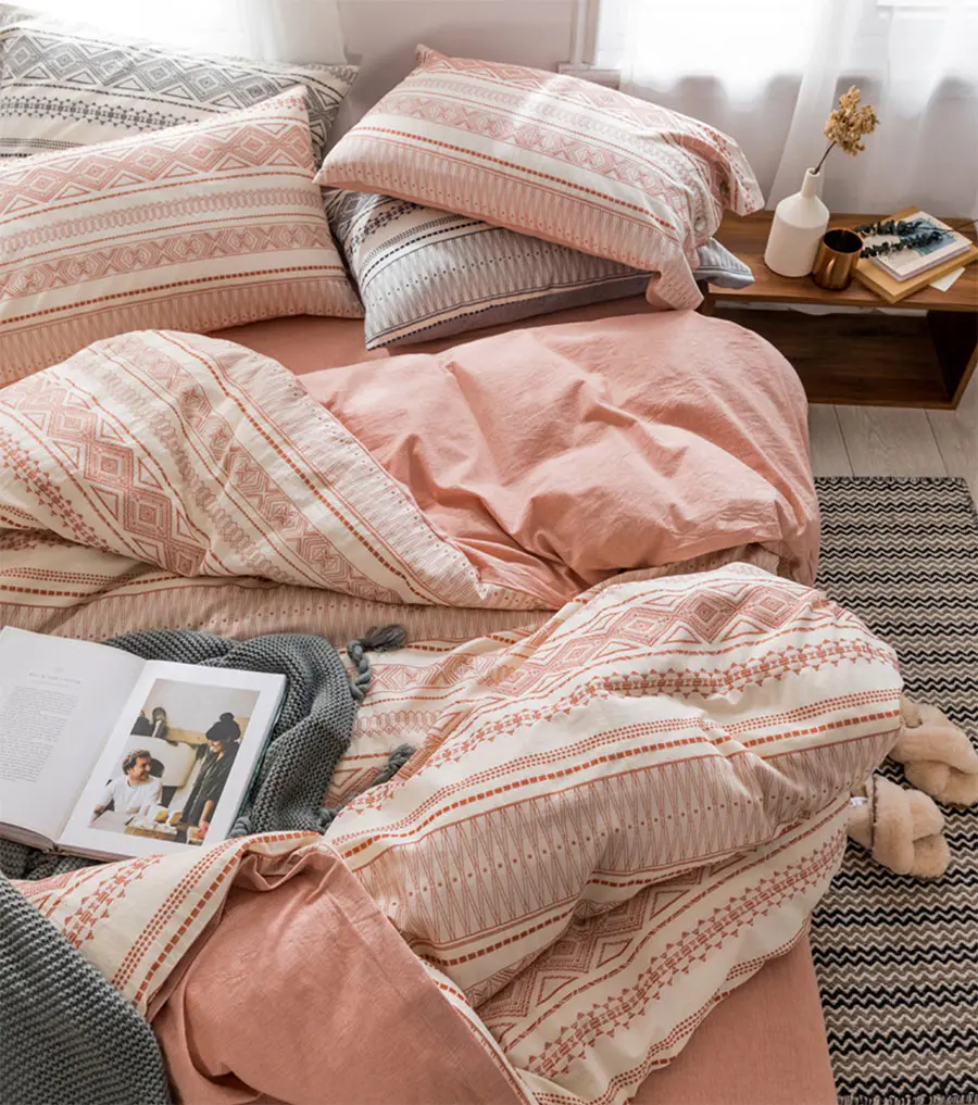 Fashion geometric bedding set full queen king cotton blue purple red brown double home textile bedsheet pillow case quilt cover | Дом и сад