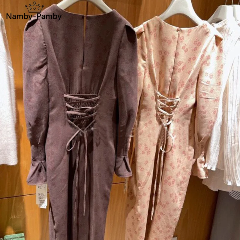 

V Neck Pullover Flare Sleeve Dress Women High Waist Hip A Line Slim Vestidos Spring 2021 New Slim Waist Temperament Robe Ol