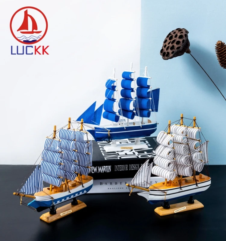 LUCKK 24 см ручной работы в стиле ретро деревянная SaillBoat модель Миниатюрные фигурки