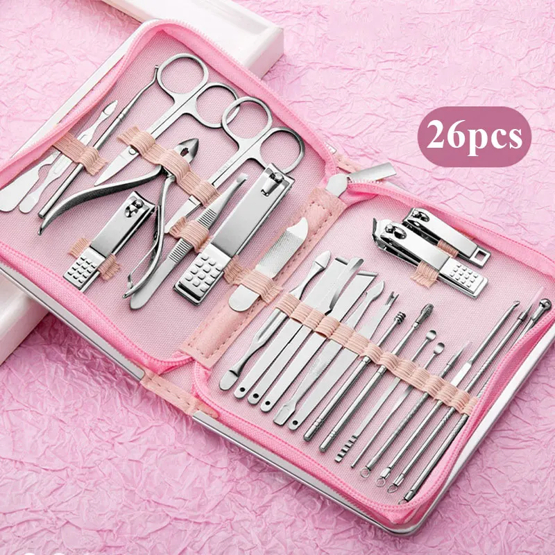 

Клипер маникюрный, 26 шт., набор высококачественных нержавеющих ногтей, педикюрные ножницы, щипцы для кутикулы, инструменты для ногтей