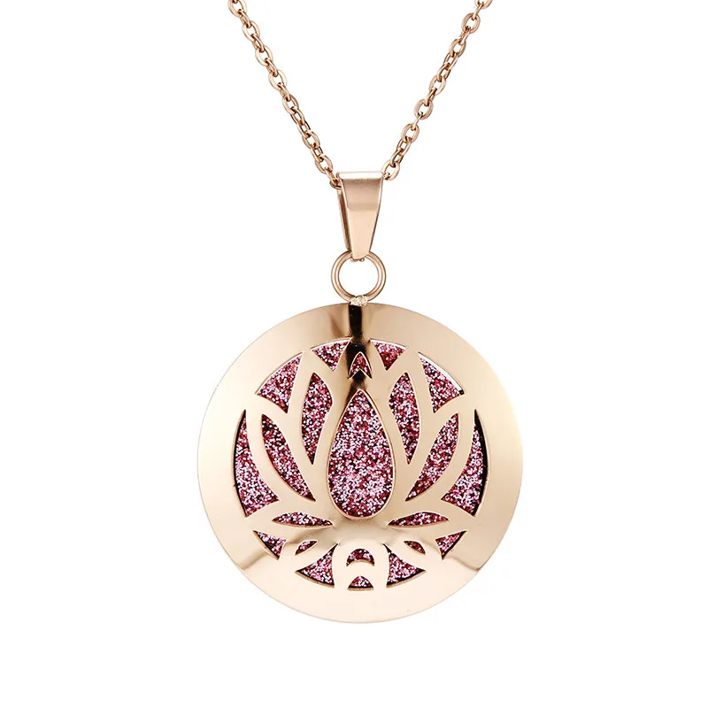rose gold color 18 Розовое золото цвет эфирные масла диффузор кулон для женщин из нержавеющей стали полый ароматерапия диффузор духи ожерелье - Metal Color: rose gold color 18