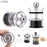 2pcs mini mill acrylic manual durable salt pepper grinder for home kitchen cooking