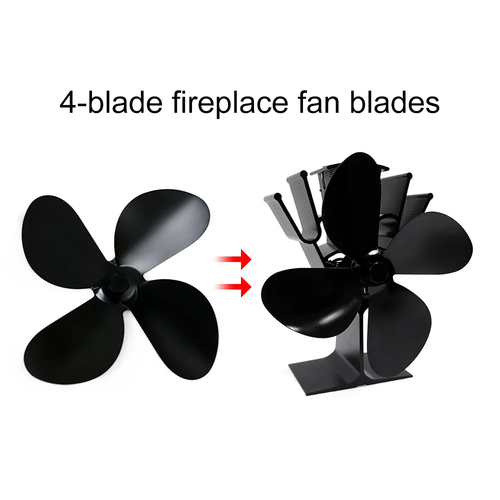 

Heat Powered Wood Stove Fan Blades Aluminium Fireplace Fan 4 Blades Fan Accessories Efficient Heat Distribution