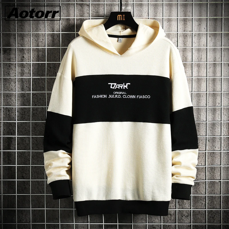 

Men Hooded Sweatshirt Plaid Hoodies Autumn Hip Hop Streetwear Male Long Sleeve Casual Hoodie Pullover Streetwear Brand Clothing