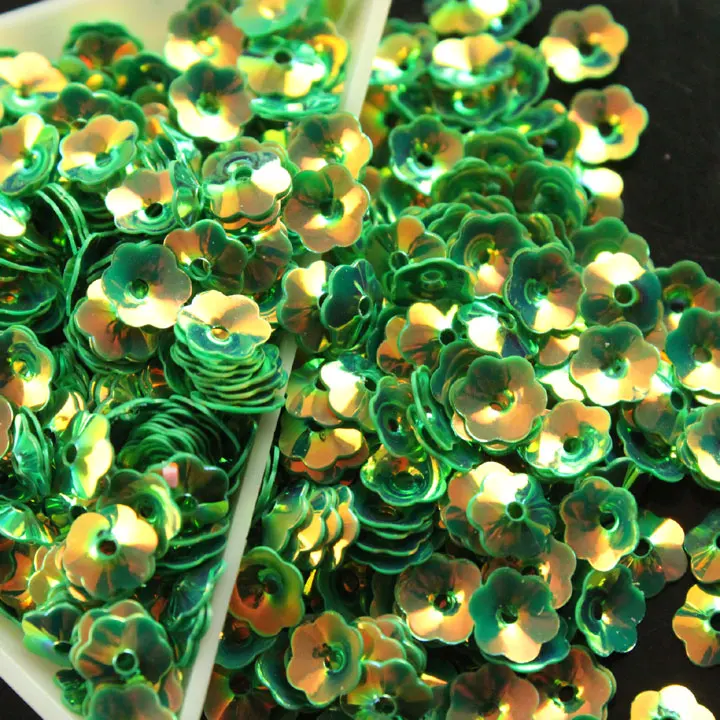 1000 шт., 6 мм, розовые цветы, ab цвета, класс AAA, блестящие, с плоской задней частью, свободные, с блестками, пайетками, одежда, для шитья, свадебные поделки «сделай сам», pk - Цвет: green