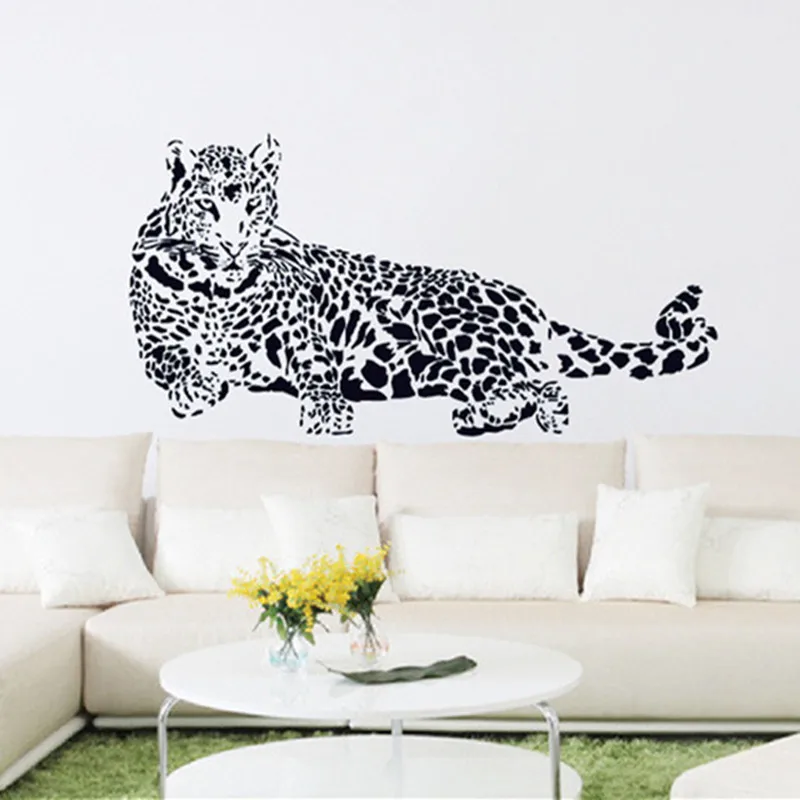 Черная ПВХ Настенная Наклейка леопардовая гепарда 3D съемные настенные наклейки