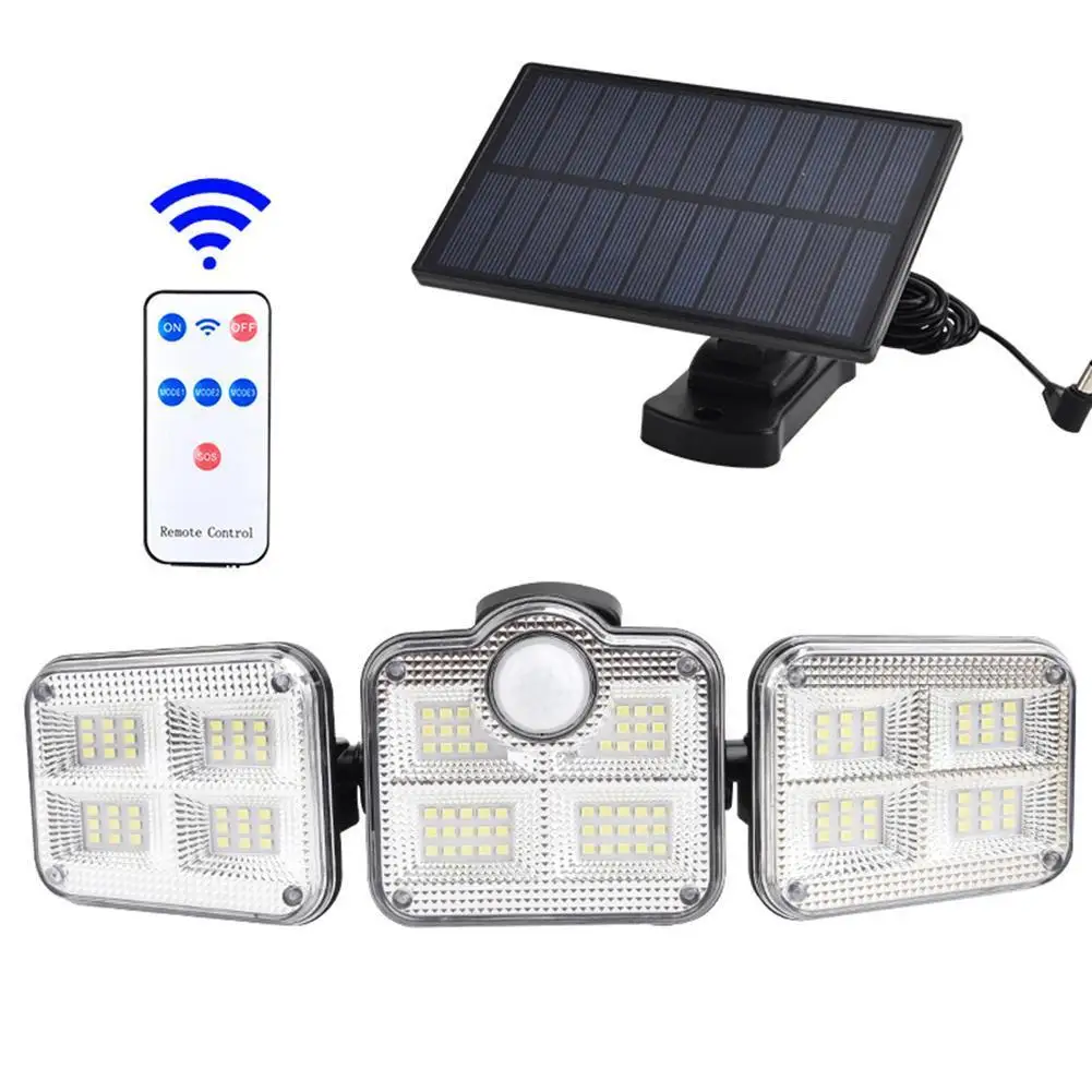 

Solar LED Motion Sensor Lights 171COB Outdoor Wall Security Lamp 3 Modes Waterproof Adjustable Head Garden Lighting with Remote