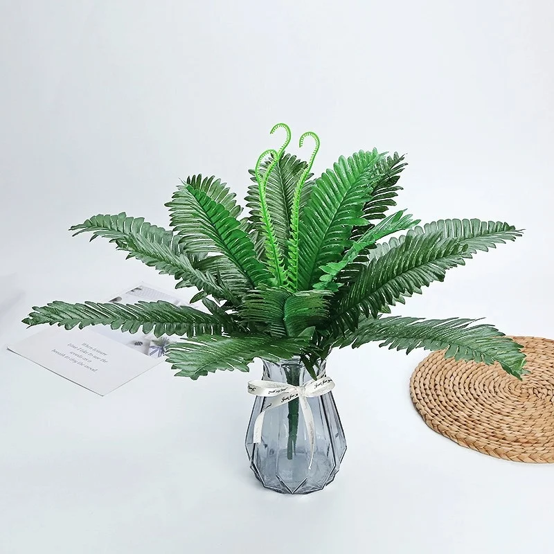 

47cm Simulation 24 head Iron Leaf Green Fern, HomeDecorations, Office Desk Simulation Plant Ornaments, Outdoors Gardens dress up