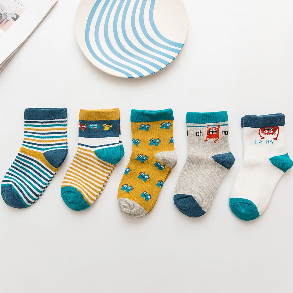 5 пара/лот Детские носки Мягкие хлопковые детские дышащие Носки с мультяшными
