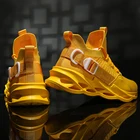 Мужские кроссовки Weweya, желтые кроссовки на шнуровке, дышащие, для фитнеса, с полой подошвой, разноцветные, размер 46, 2019