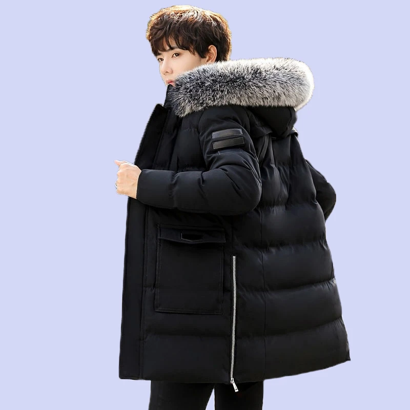 Мужское толстое хлопковое пальто Plus Sze приталенное с хлопковой подкладкой для