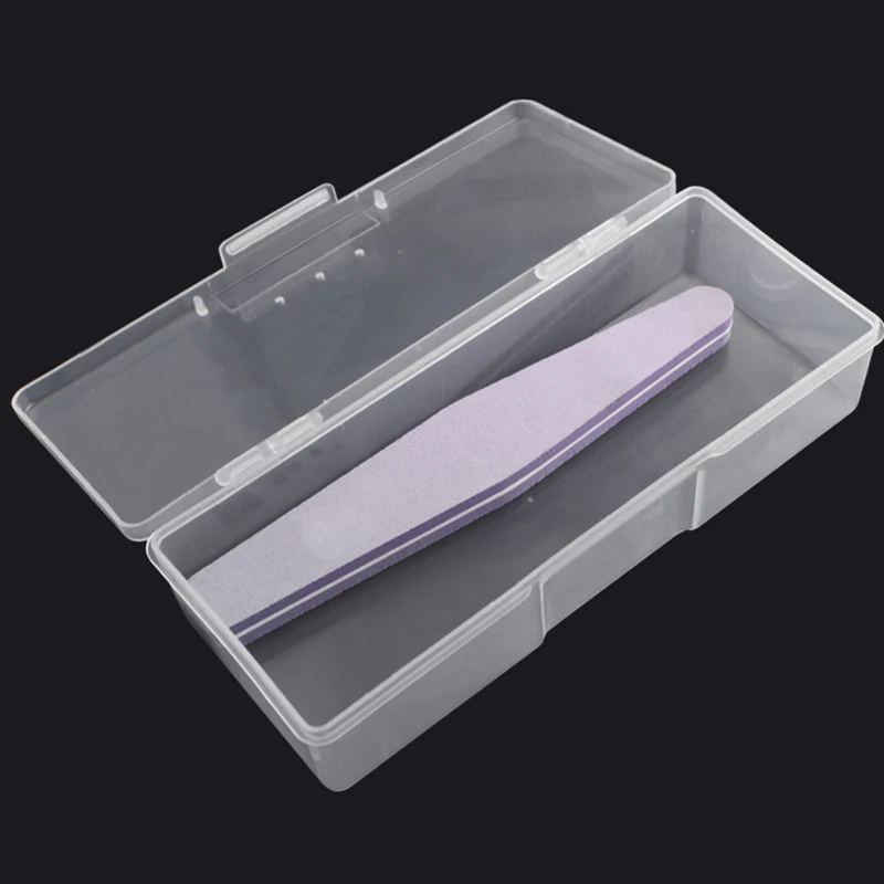 

Nail Art Rectangle Plastic Transparent Storage Box Nail Rhinestone Brush Pen Buffer Grinding Files Container Case