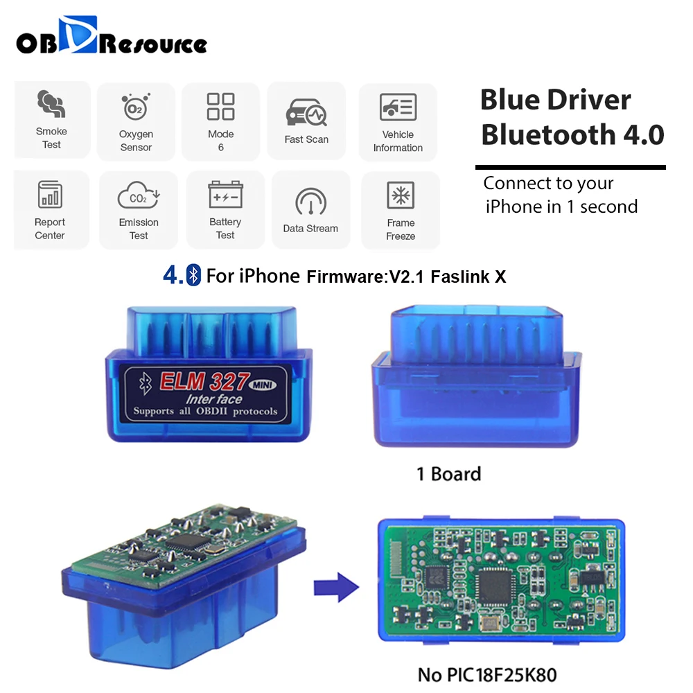 

Bluetooth 4.0 ELM327 for iPhone Faslink Free iOS Software BlueDriver Code Reader OBD2 Scanner Phone Car Diagnosis ELM 327