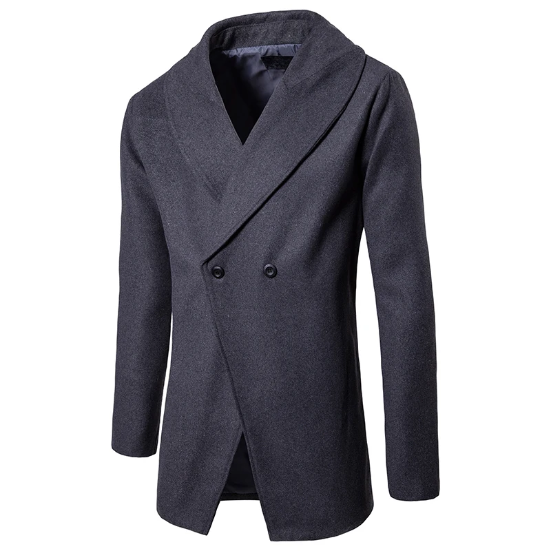 

Winter Trench Coat Men's Fashion Business Casual Turn-down Collar Double breasted Windbreaker Overcoat men's brand clothing