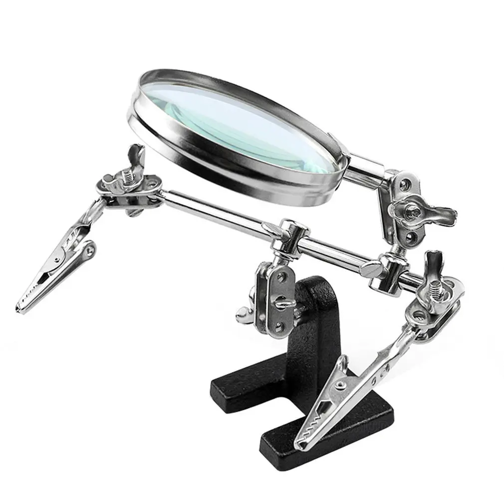 

Helping Third Hand Tool Soldering Stand With 5X Welding Magnifying Glass 2 Alligator Clips 360 Degree Rotating Adjustable