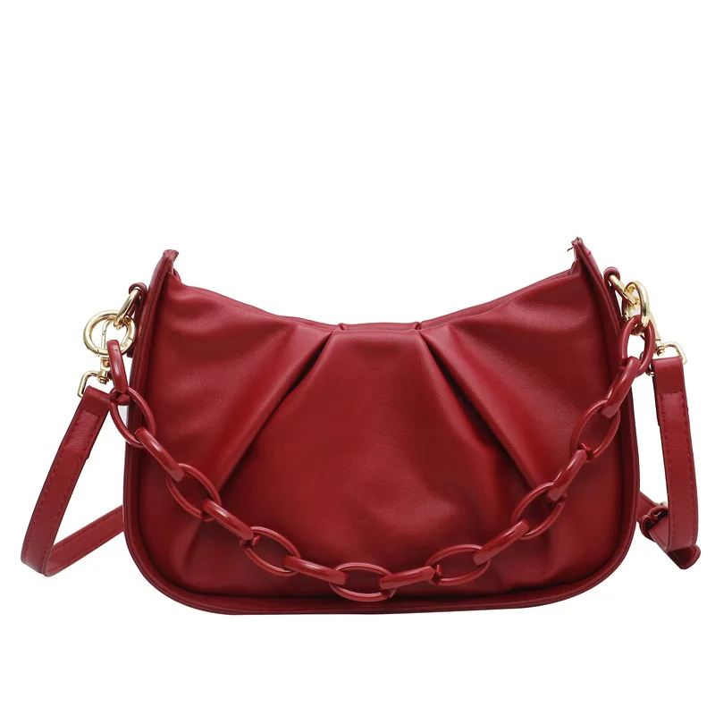 

2020 ladies bag metal clip fashion chain dumpling handbag small retro shoulder bag brand designer handbag soft PU messenger bag