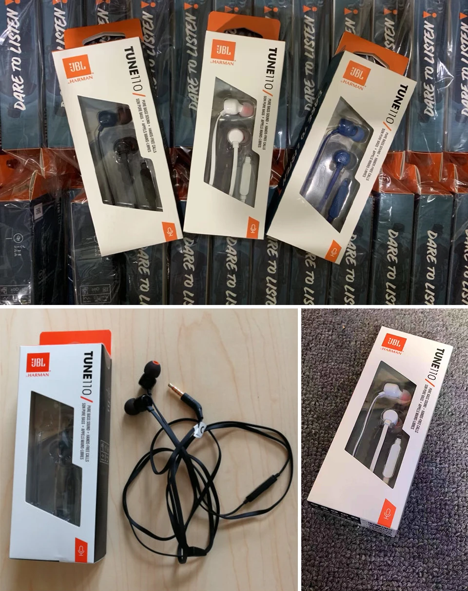 JBL T110 3,5 мм проводные наушники стерео музыка глубокий бас наушники гарнитура спортивные наушники встроенный контроль Hands-free с микрофоном