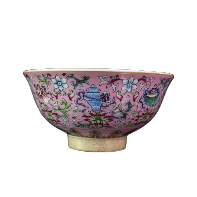 

Early collection of famille rose eight treasures pattern bowl imitation of ancient porcelain home decoration