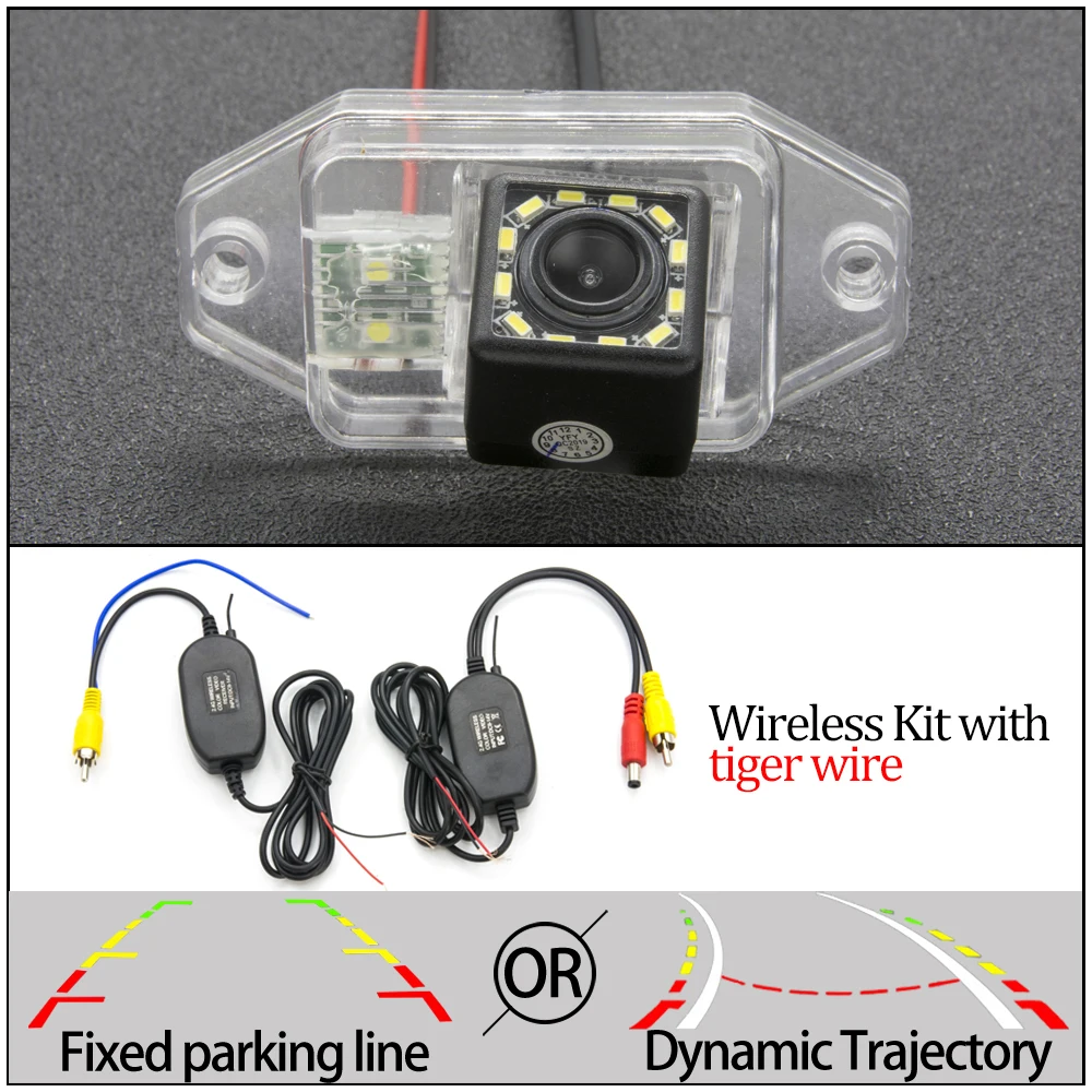 12LED And Wireless Камера заднего вида CCD с фиксированной или динамической траекторией для Toyota Land Cruiser серии 120/Prado 2700 4000 Автостоянка аксессуары - Название цвета: 12LED And Wireless